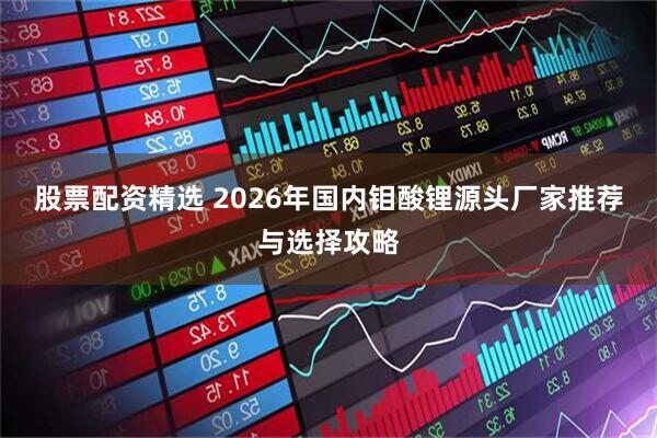 股票配资精选 2026年国内钼酸锂源头厂家推荐与选择攻略