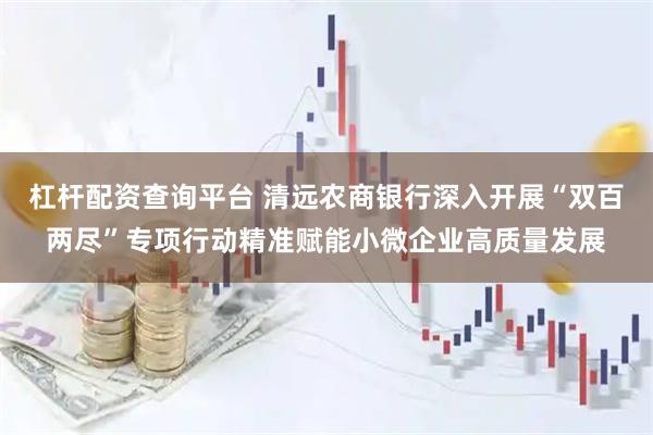 杠杆配资查询平台 清远农商银行深入开展“双百两尽”专项行动精准赋能小微企业高质量发展